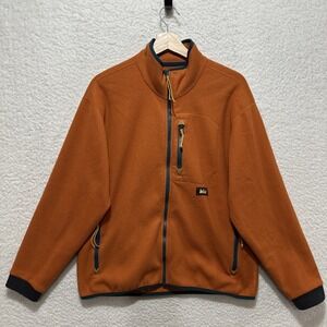 VTG REI Jacket Women's Sweatshirt Size Medium‎ Orange Fleece Full Zip Polartec